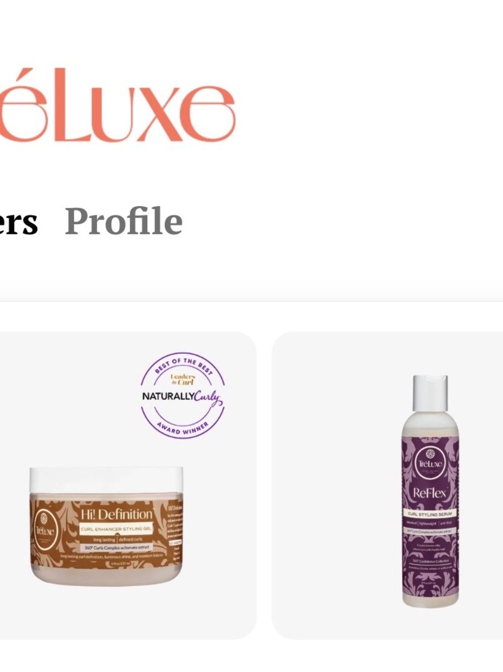 TreLuxe Hi! Definition Curl Enhancer Styling Gel + ReFlex Curl Serum New